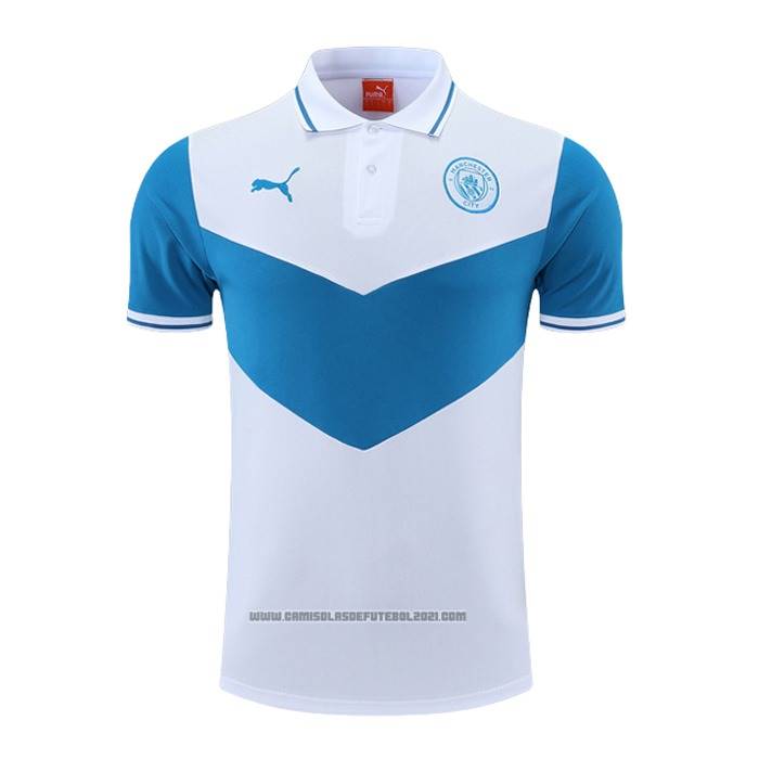 Camisola Polo del Manchester City 2022-2023 Azul Y Branco